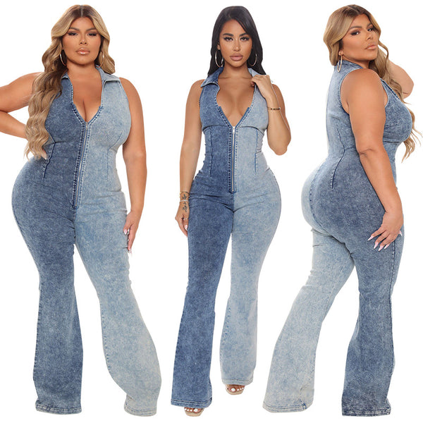 Two Tone Denim Jumpsuit