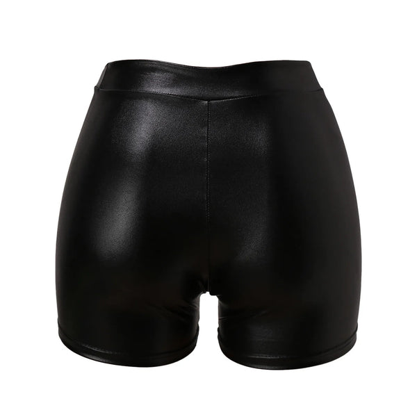 Slim Fit Leather Shorts