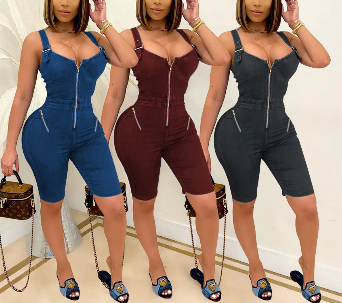 Strap Zipper Jumpsuit