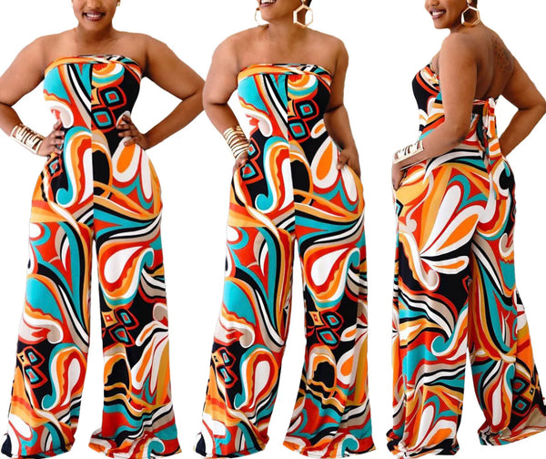 Printed Flare Jumpsuit