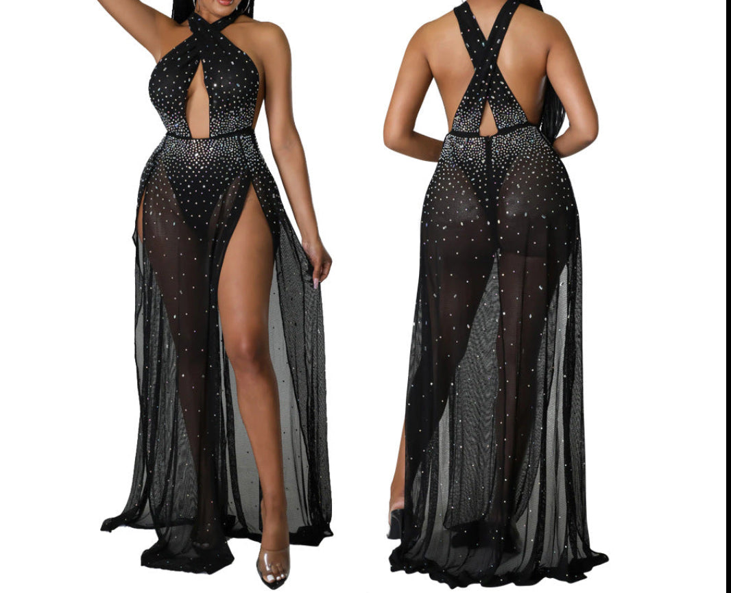 Mesh Rhinestone Dress