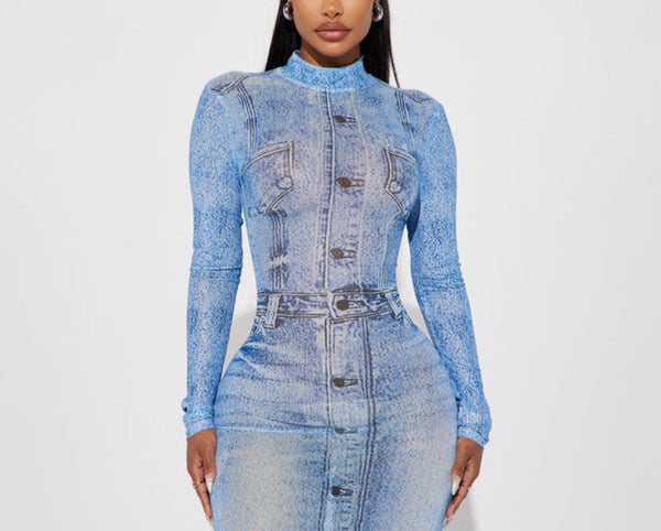 Sleeved Denim Dress