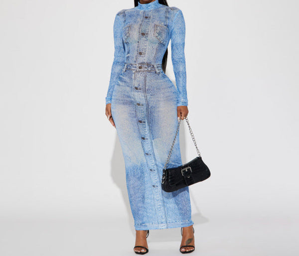 Sleeved Denim Dress