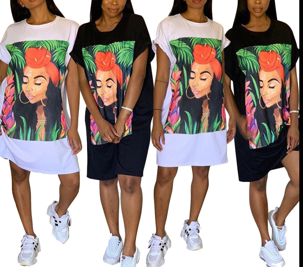 Melanin Printed T-Shirt Dress