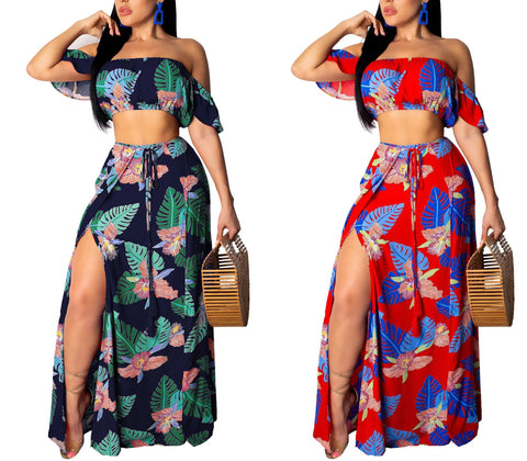 Off Shoulder Floral Skirt Set