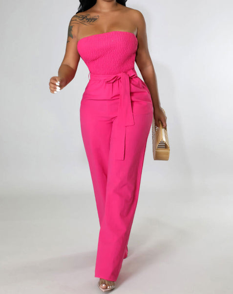 Off Shoulder Drape Jumpsuit