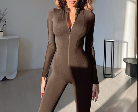 Ribbed Zipper Jumpsuit