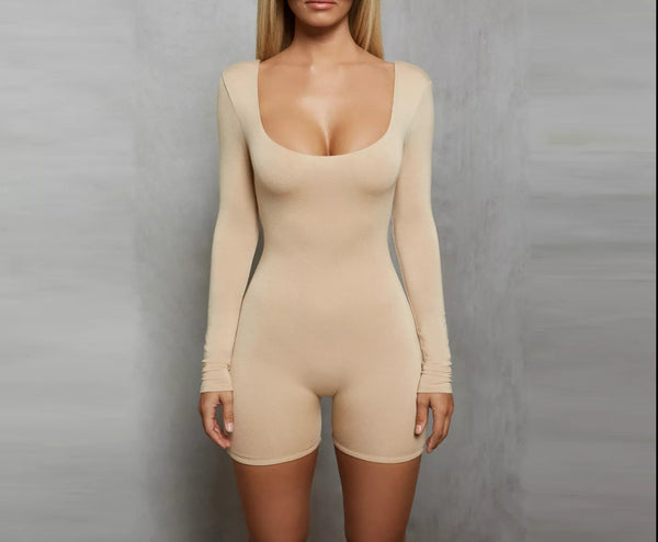 Round-neck Sleeved Romper