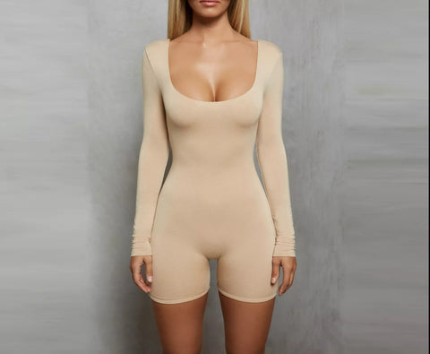 Round-neck Sleeved Romper