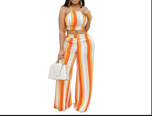 Halter Stripe Pants Set