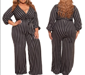 Striped V-Neck Jumpsuit