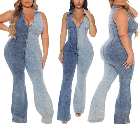 Two Tone Denim Jumpsuit