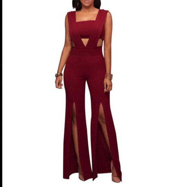 Solid Flare Jumpsuit