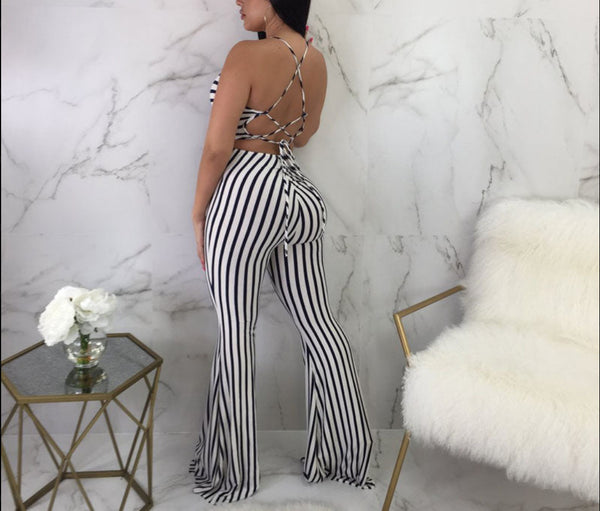 Halter Stripe Jumpsuit