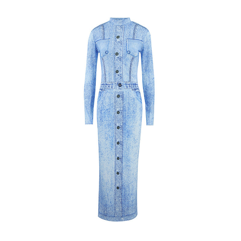 Sleeved Denim Dress