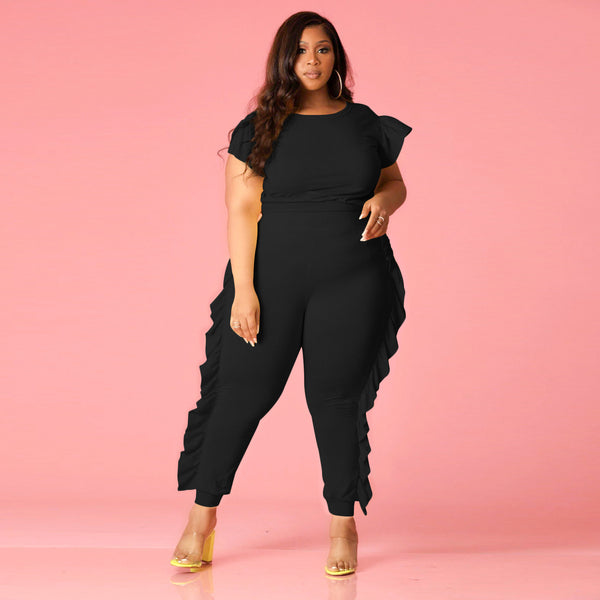 Solid Fashion Ruffled Jumpsuit