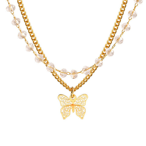 Butterfly Double Chain Necklace
