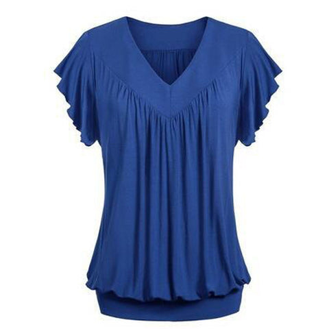 Short Sleeve V-Neck Ruched Shirt