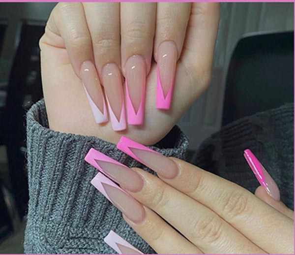 Pink French Press On Nails