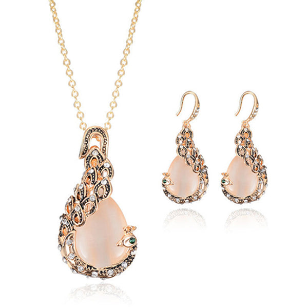 Water Drop Necklace And Earrings Set