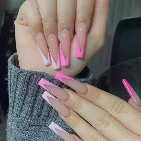 Pink French Press On Nails
