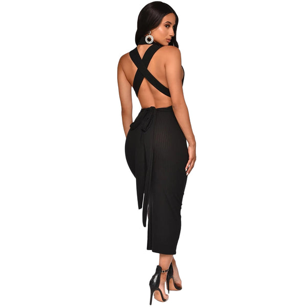 Fashion Halter Backless Dress