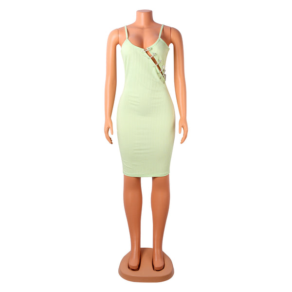 Solid Cotton Ribbed Dress