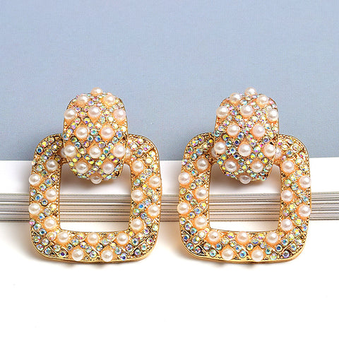 Fashion Square Pearl Earrings